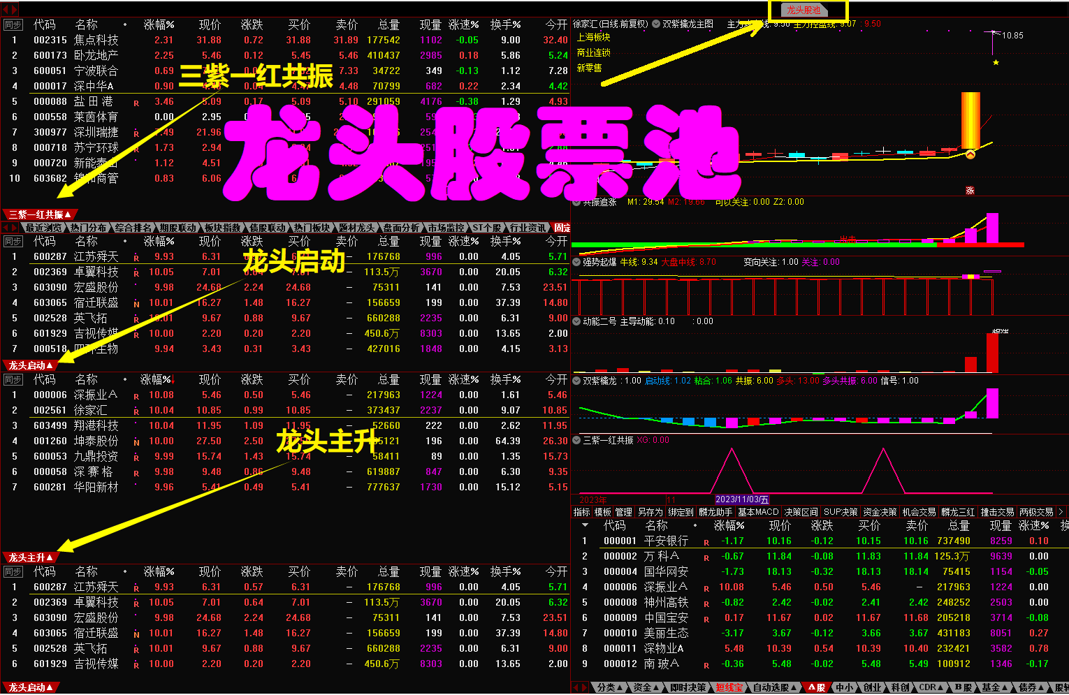 双紫擒龙之【龙头股池】通达信龙头主升、龙头启动股票池，捕捉强势牛妖股，源码分享